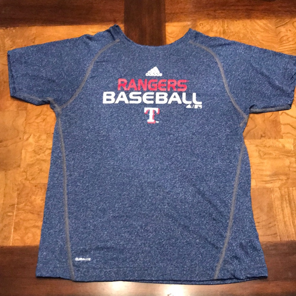 Texas Rangers baseball fan shirt.